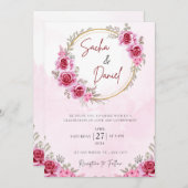 Roze Goud Gratis Bruiloft Kaart (Voorkant / Achterkant)