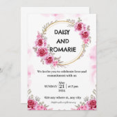 Roze Goud Gratis bruiloft uitnodiging (Voorkant / Achterkant)