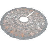 Roze Goud Grijs Bloemrijk Mandala Geborsteld Polye Kerstboom Rok (Gekanteld)