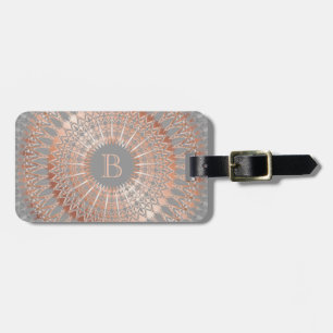 Roze Goud Grijs Mandala Monogram Bagagelabel
