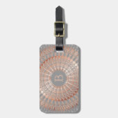 Roze Goud Grijs Mandala Monogram Bagagelabel (Voorkant verticaal)