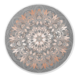 Roze Goud Grijze Bloemrijke Mandala Keramische Knop