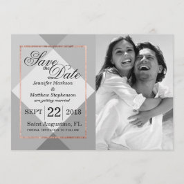 Roze Goud Grijze Geo Save the Dates Kaart