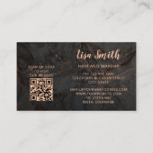 Roze Goud Grijze Inkt Marmer Scan QR Code Zakelijk Visitekaartje (Achterkant)