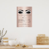 Roze Goud Grijze Make-up Ogen Wimpers Prijslijst Poster (Keuken)