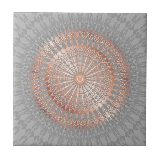 Roze Goud Grijze Mandala Tegeltje (Voorkant)