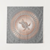 Roze Goud Grijze Schildpad En Mandala Wandkleed (Voorkant (horizontaal))