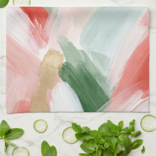 Roze Goud Groen Blauw Rood Abstract  Theedoek