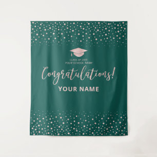 Roze Goud Groene Felicitaties Afstudeertapijt Wandkleed