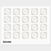 Roze Goud Groene Waterverf Baby Shower Vierkante Sticker (Vel)