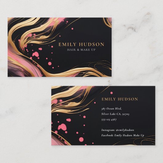 Roze Goud Haar & Make Up Artiest Visitekaartje (Voorkant / Achterkant)
