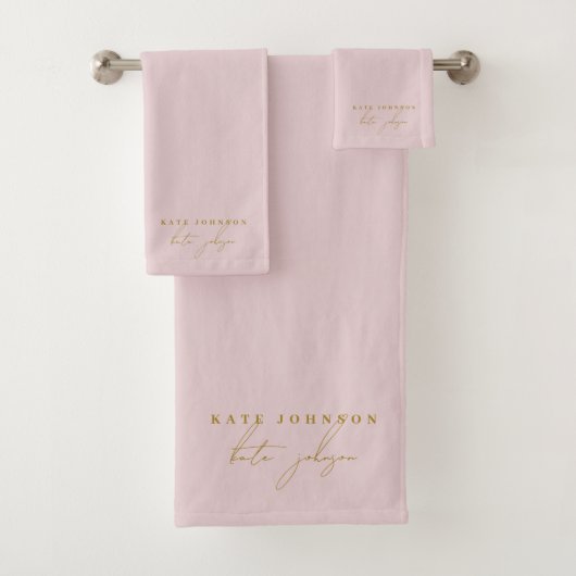 Roze Goud Handtekening Script Monogram Bad Handdoek (Insitu)
