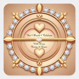 🌷 Roze Goud Hart Bruiloft Viering 💗 Vierkante Sticker