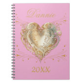 Roze & Goud Hart Elegant Custom Notitieboek (Voorkant)