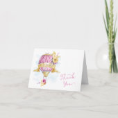 Roze Goud Hete Luchtballon Baby shower Dank u Bedankkaart (Voorkant)