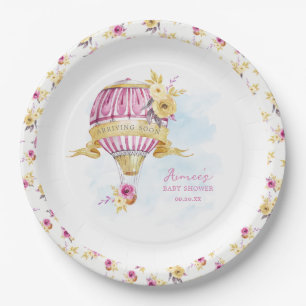 Roze Goud Hete Luchtballon Baby shower Gepersonali Papieren Bordje
