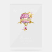 Roze Goud Hete Luchtballon Baby shower Welkomstbor Acryl Bord (Voorkant)