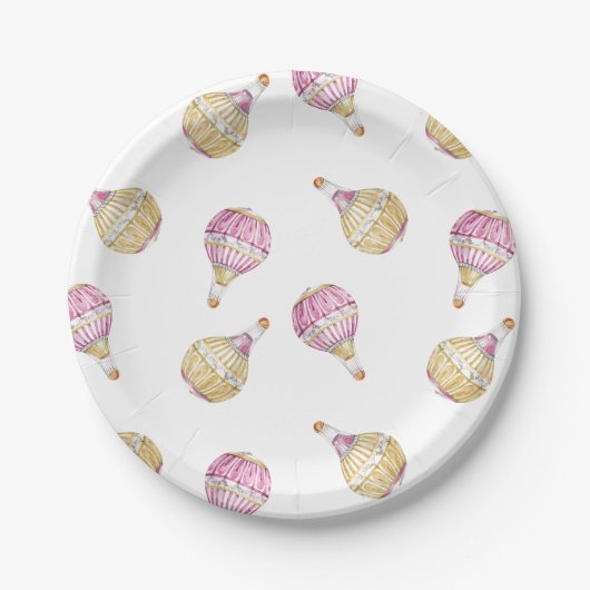 Roze Goud Hete Luchtballonnen Baby shower Papieren Bordje (Voorkant)