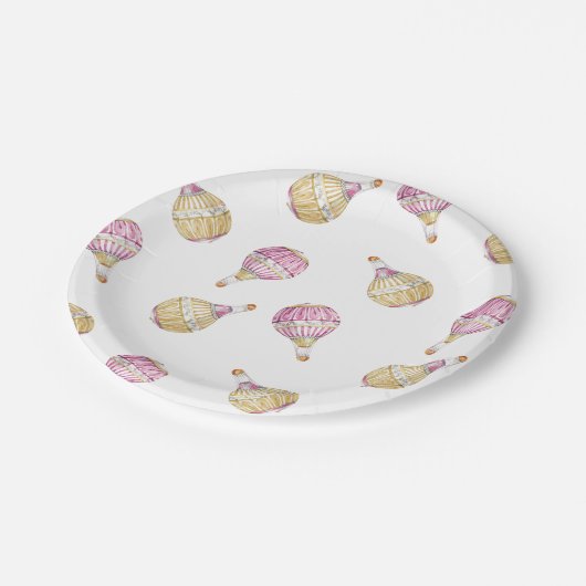 Roze Goud Hete Luchtballonnen Baby shower Papieren Bordje (Gekanteld)