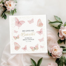 Roze Goud Hij Geeft Me Vlinders Bruidsuitnodiging