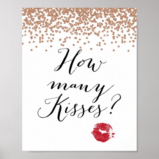 Roze Goud Hoeveel Kusjes Bord Poster (Voorkant)