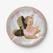 Roze Goud Hoge Hak Baby shower Papieren Bordje (Voorkant)