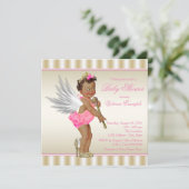 Roze Goud Hoge Hak Engel Etnische Baby Meisje Douc Kaart (Staand voorkant)