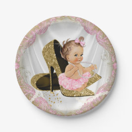 Roze Goud Hoge Hak Meisje Baby shower Papieren Bordje
