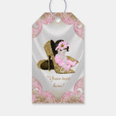 Roze Goud Hoge Hak Schoen Meisje Baby shower Cadeaulabel (Achterkant)