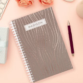 Roze Goud Houtnerf Abstract Luxe Glam Planner
