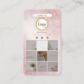 Roze & Goud Instagram Fotocollage Dubbelzijdig Visitekaartje (Voorkant)