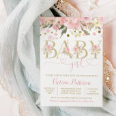 Roze goud is een meisje Waterverf Floral Baby show Kaart