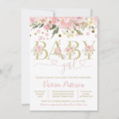 Roze goud is een meisje Waterverf Floral Baby show Kaart (Voorkant)