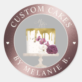 Roze Goud Kakenbedrijf Goud Drip Cake Ronde Sticker