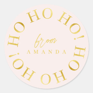 Roze Goud Kerstmis Ho Ho ID1009 Ronde Sticker