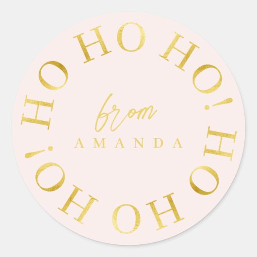 Roze Goud Kerstmis Ho Ho ID1009 Ronde Sticker (Voorkant)
