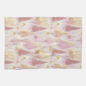 Roze Goud Kerstmis Rendier Patroon # 13 ID1009 Theedoek (Horizontaal)