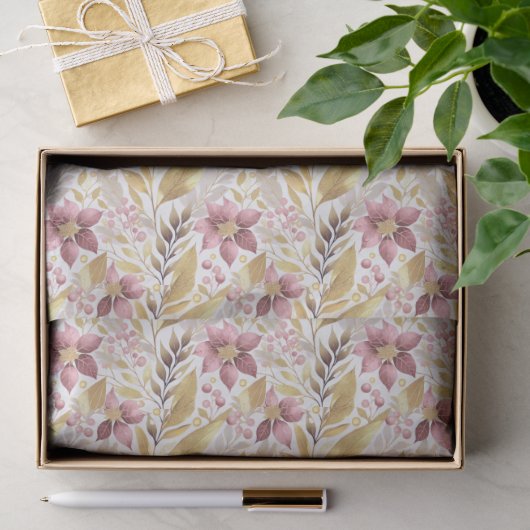 Roze Goud Kerstpatroon#21 ID1009 Tissuepapier (Geschenk)
