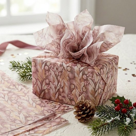 Roze Goud Kerstpatroon#22 ID1009 Tissuepapier