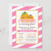 Roze Goud Klein Pompoen Meisje 5e Verjaardag Kaart (Voorkant)