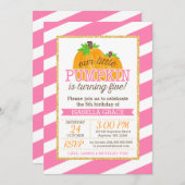 Roze Goud Klein Pompoen Meisje 5e Verjaardag Kaart (Voorkant / Achterkant)