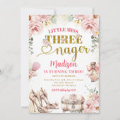 Roze Goud Kleine Miss Threenager Derde verjaardag Kaart (Voorkant)