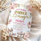 Roze Goud Kleine Miss Threenager Derde verjaardag Kaart