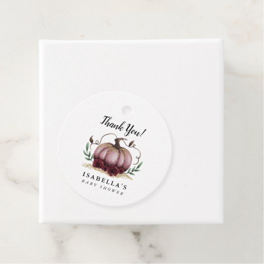 Roze Goud Kleine Pompoen Baby shower Bedankjes Labels (In situ)