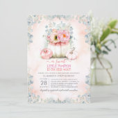 Roze Goud Kleine Pompoen Schattige Elegant Baby sh Kaart (Staand voorkant)