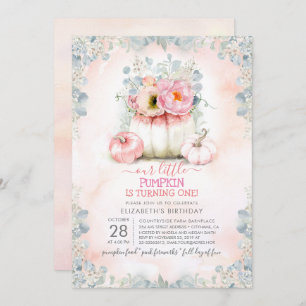 Roze Goud Kleine Pompoen Schattige Herfst Verjaard Kaart