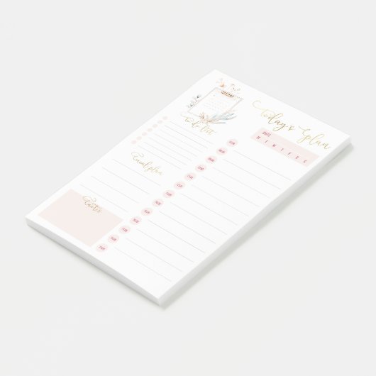 Roze Goud Klembord Dagelijkse Planning To Do Lijst Post-it® Notes (Schuin)