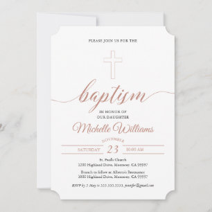 Roze Goud Kleur Calligrafie Doop Kaart