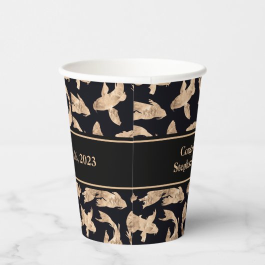 Roze goud koi vis banner verloving datum feest papieren bekers (Rechts)