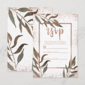 Roze Goud Koper Bloemige Glam Trouw RSVP (Voorkant / Achterkant)